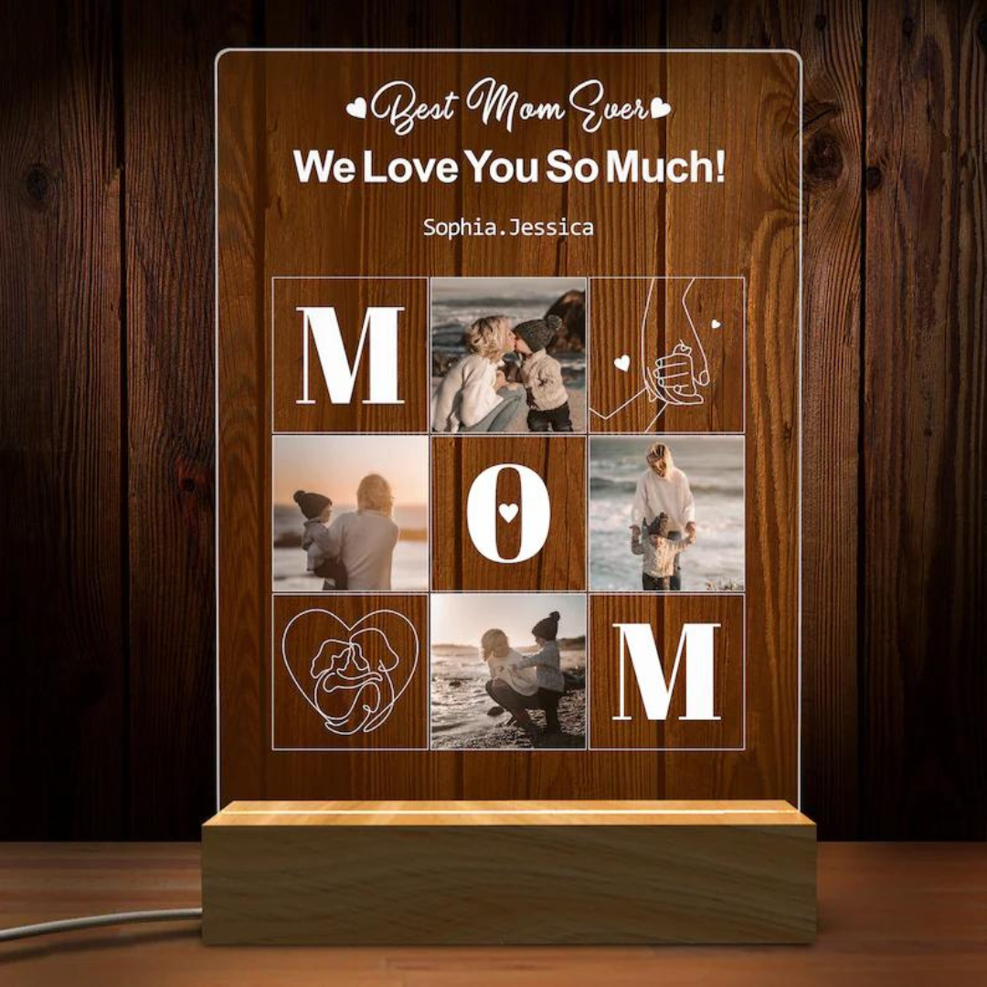 Personalized Mom Smiles Collage Acrylic Lamp