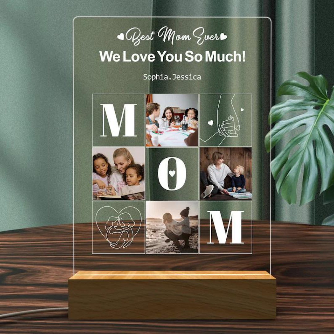 Personalized Mom Smiles Collage Acrylic Lamp