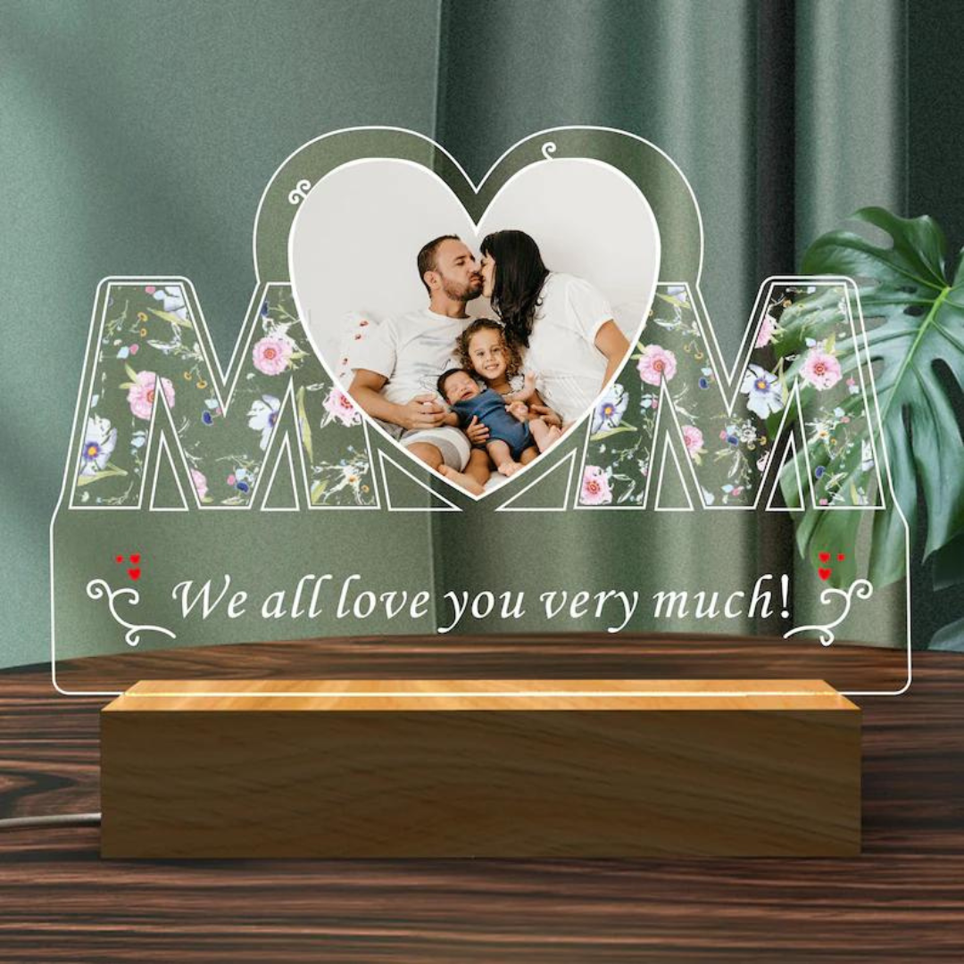 PERSONALIZED MOTHER'S HEART ACRYLIC LAMP