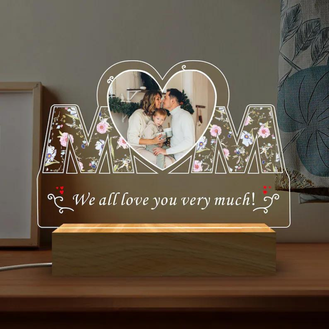 PERSONALIZED MOTHER'S HEART ACRYLIC LAMP