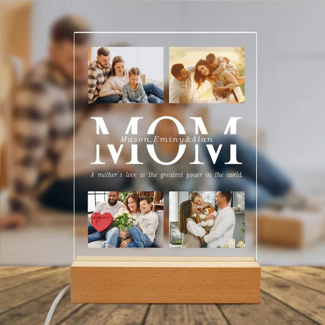 Personalized Mom Smiles Collage Acrylic Lamp