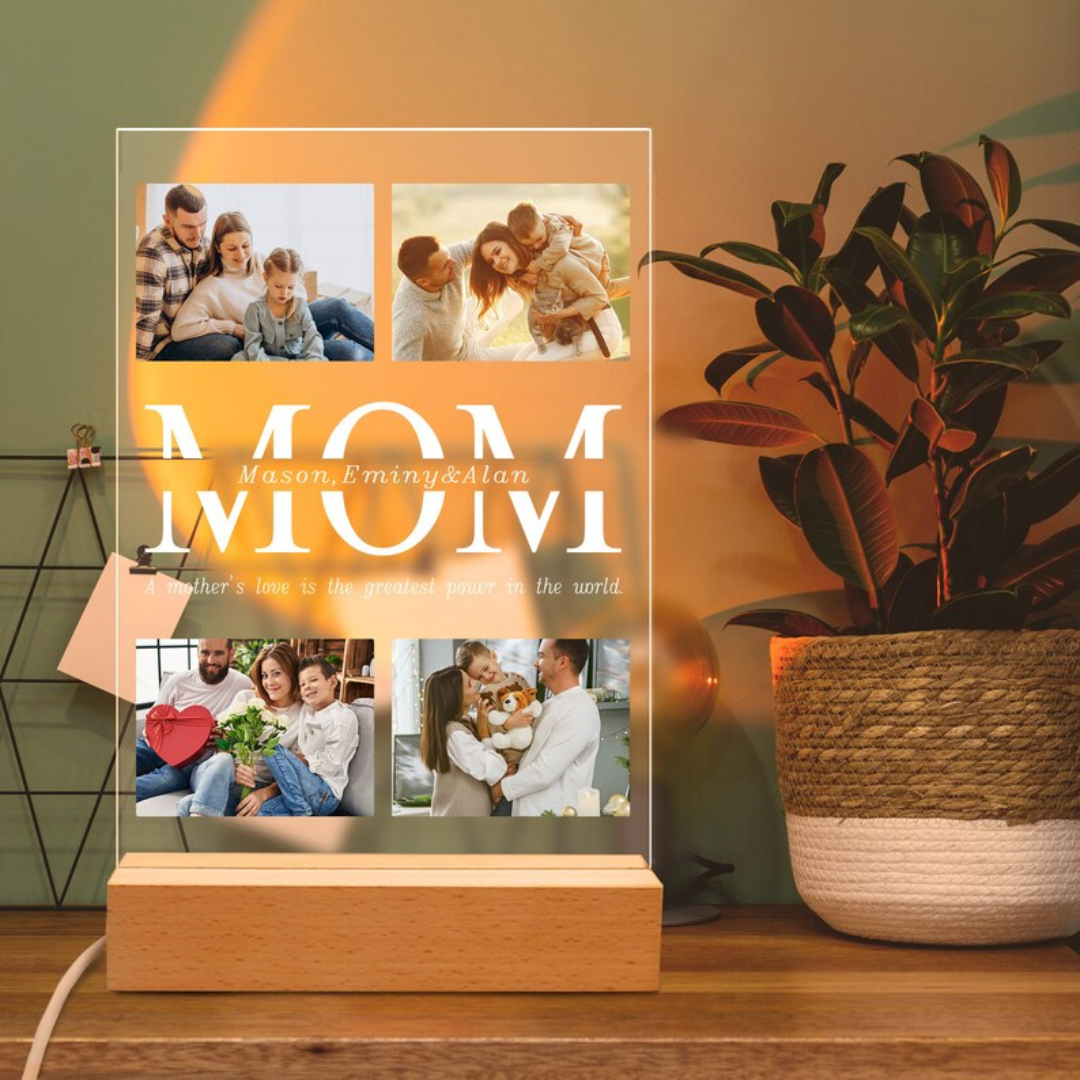 Personalized Mom Smiles Collage Acrylic Lamp